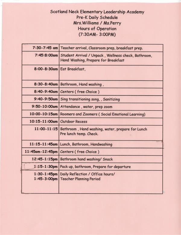 Daily Schedule 